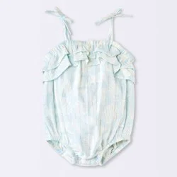 Baby Girls' Sea Shell Ruffle Bubble Romper - Cloud Island™ Blue Newborn