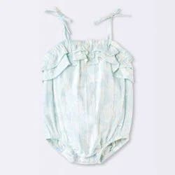 Baby Girls' Sea Shell Ruffle Bubble Romper - Cloud Island™ Blue Newborn