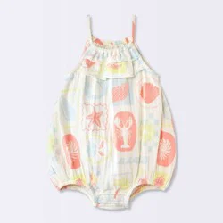 Baby Girls' Postcard Graphic Bubble Romper - Cloud Island™ Cream 6-9M