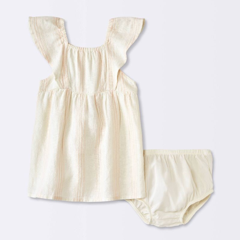 slide 1 of 4, Baby Girls' Striped Flutter Dress - Cloud Island™ Pink 0-3M, 1 ct