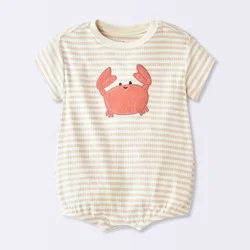 Baby Boys' Striped Crab Ribbed Romper - Cloud Island™ Cream 24M