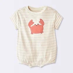 Baby Boys' Striped Crab Ribbed Romper - Cloud Island™ Cream 24M