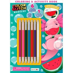 Bendon Axolotl Coloring Book with Color Glitch Markers