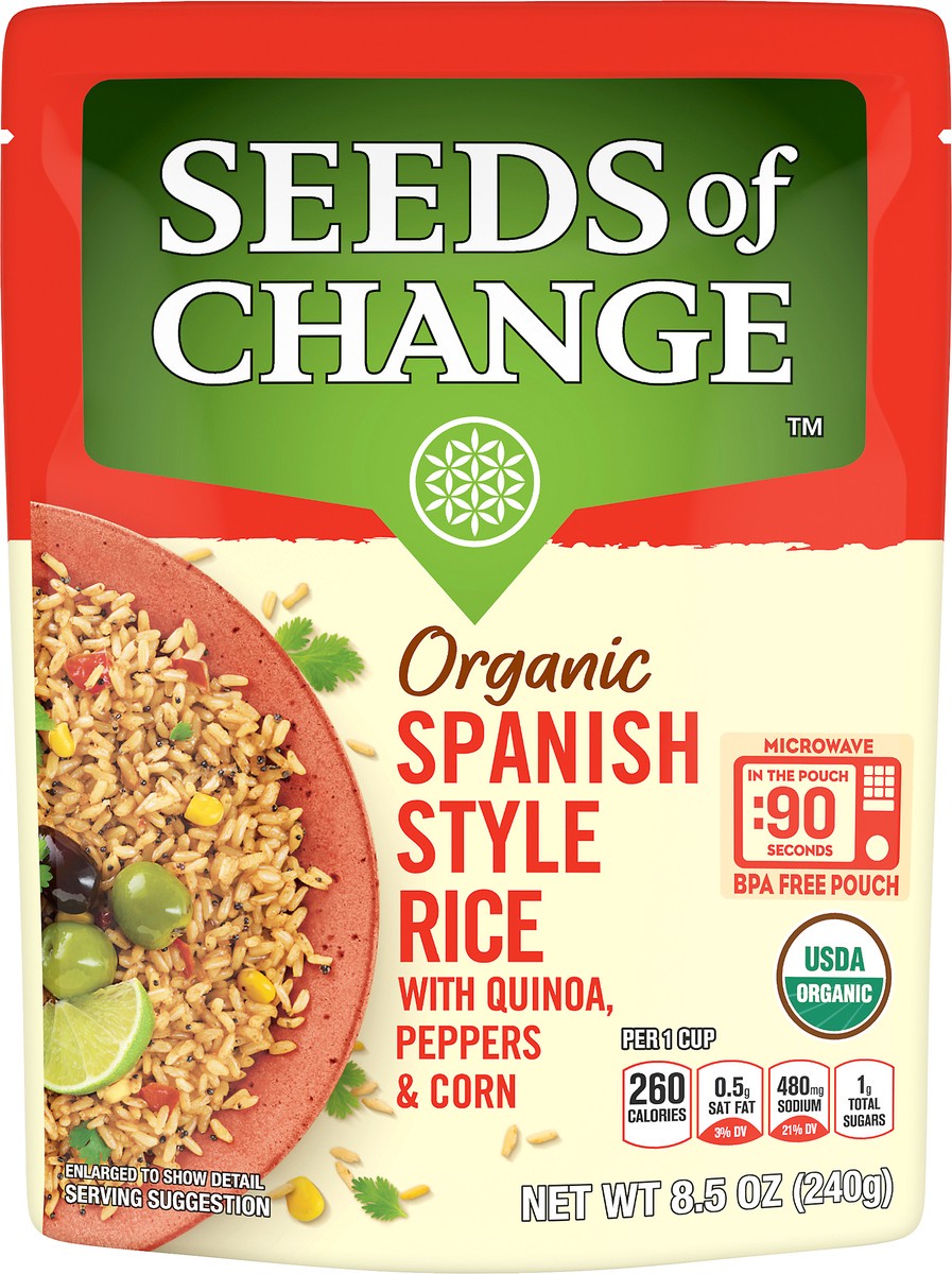 slide 2 of 3, Seeds of Change™ Certified Organic Spanish Style Rice with Quinoa, Peppers & Corn Pouch 8.5 oz, 8.5 oz