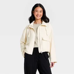 Women's Full Zipped Modern Gauze Jacket - A New Day™ White XL