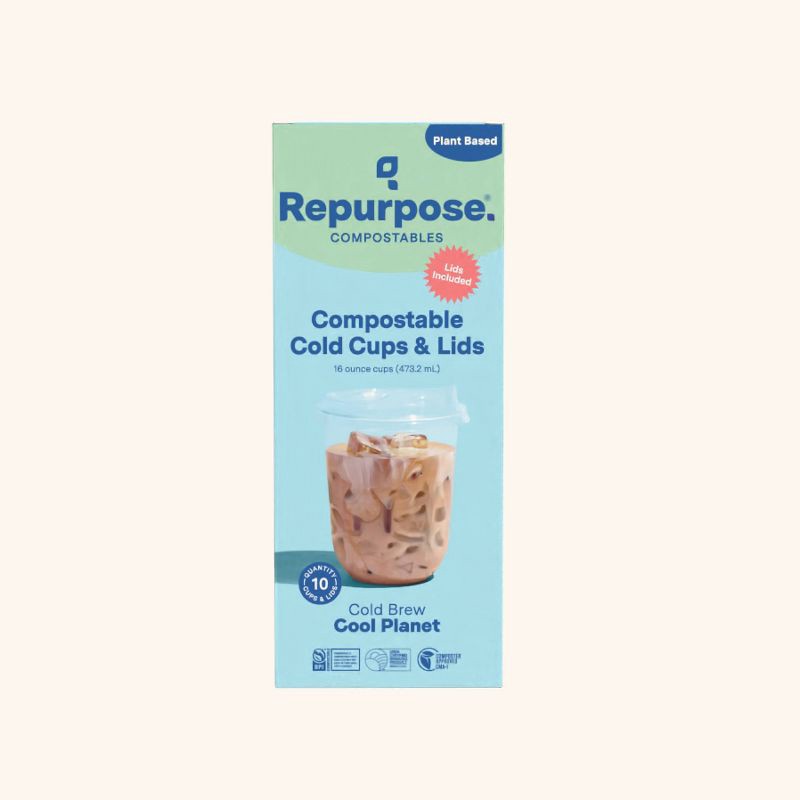 slide 1 of 6, Repurpose Disposable Cold Cup & Lid Set Compostable - 16 fl oz/10ct, 16 fl oz, 10 ct
