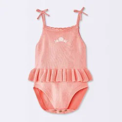 Baby Girls' Peplum Sweater Romper - Cloud Island™ Pink 18M