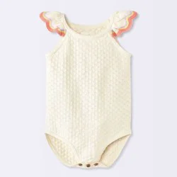 Baby Girls' Pointelle Scallop Sweater Romper - Cloud Island™ Cream 18M