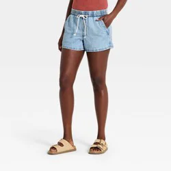 Women's Mid-Rise Denim Beach Shorts 3.5" - Universal Thread™ Light Wash L