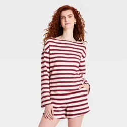 Women's Long Sleeve Boat Neck T-Shirt - Universal Thread™ Cream Striped L