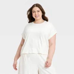 Women's Short Sleeve Jersey Knit T-Shirt - Universal Thread™ Cream XXL