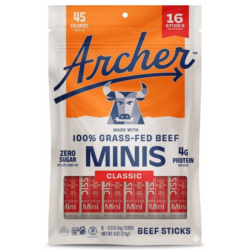 slide 1 of 6, Archer Jerky Classic Beef Mini Meat Sticks - 8oz/16ct, 16 ct; 8 oz