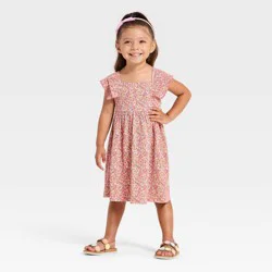 Toddler Girls' Floral Ruffle Dress - Cat & Jack™ Pink 4T