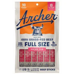 Archer Jerky Prime Rib Beef Meat Sticks - 8oz/16ct