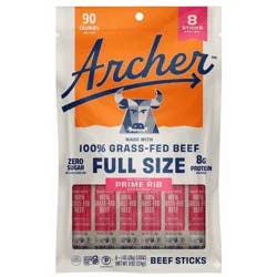 Archer Jerky Prime Rib Beef Meat Sticks - 8oz/16ct