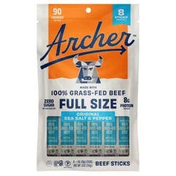 Archer Jerky Original Salt & Pepper Beef Meat Sticks - 8oz/16ct