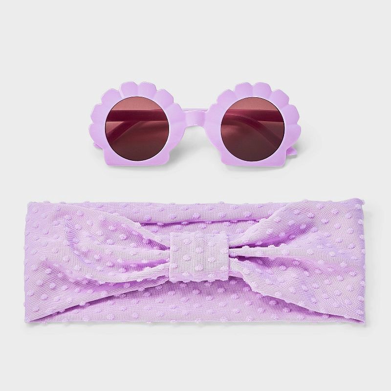 slide 1 of 4, Toddler Girls' Shell Sunglasses with Headband Set - Cat & Jack™ Purple, 1 ct