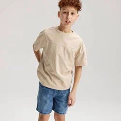 Boys' Short Sleeve Seamed Washed T-Shirt - Cat & Jack ™ Tan S