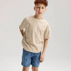 Boys' Short Sleeve Seamed Washed T-Shirt - Cat & Jack ™ Tan L