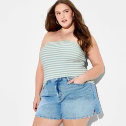 Women's ButterBliss Reversible Tube Top - Wild Fable™ Slate Blue Striped XXL