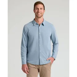 True Classic Men's Stretch Oxford Dress Shirt - Blue L