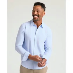 True Classic Men's Stretch Oxford Dress Shirt - Blue Striped XL