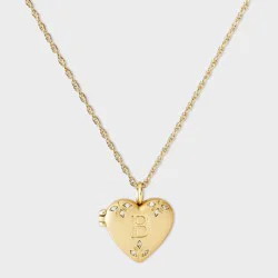Brass Letter "B" Heart Locket with Initial Pendant Necklace - A New Day™ Gold