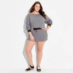 Women's French Terry Skort - Wild Fable™ Dark Brown Striped XXL