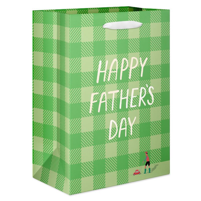 slide 1 of 4, American Greetings Large Father's Day Gift Bag, Mowing Grass 1 Bag 13"x10", 1 ct