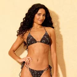 Women's Bandana Print Double Strap Medium Coverage Triangle Bikini Top - Wild Fable™ Brown XXS