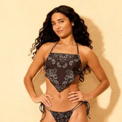 Women's Bandana Print Halter Tankini Top - Wild Fable™ Brown XL