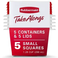 Rubbermaid 5pc TakeAlongs 1.26 Cup Food Storage Containers - Red