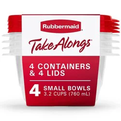 Rubbermaid 4pc TakeAlongs Small Round 3.2 Cup Food Storage Containers - Red