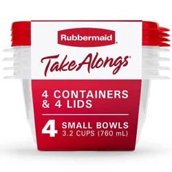Rubbermaid 4pc TakeAlongs Small Round 3.2 Cup Food Storage Containers - Red