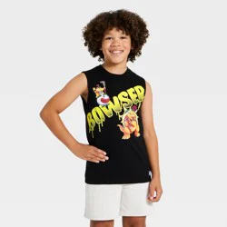 Boys' Nintendo Super Mario Brothers Bowser Muscle Graphic Tank Top - Black XL