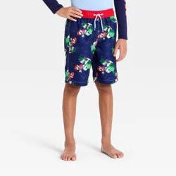 Boys' Nintendo Super Mario Brothers and Yoshi Printed Swim Shorts - Navy Blue L