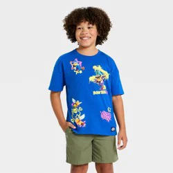 Boys' Nintendo Super Mario Brothers Bowser Short Sleeve Oversized Graphic T-Shirt - Blue M