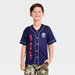 Boys' Nintendo Super Mario Brothers Baseball Jersey - Navy Blue S