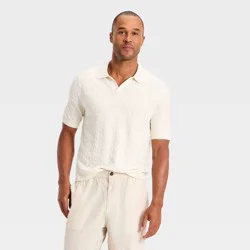 Men's Short Sleeve Johnny Collar Sweater Polo - Goodfellow & Co™ Cream XXL