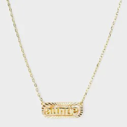 14k Gold Dipped Mother Of Pearl "Auntie" Bar Necklace - A New Day™ Gold
