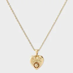 14k Gold Dipped Cubic Zirconia "U R My Lucky Star" Heart Twist Chain Necklace - A New Day™ Gold