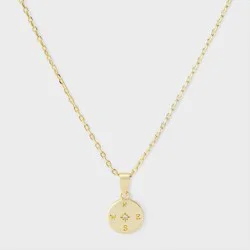 14k Gold Dipped Lab-Grown Diamond Round Compass Pendant Necklace - Gold