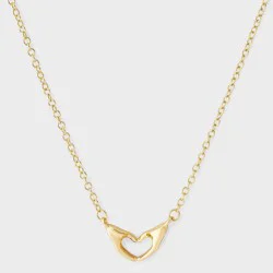 14k Gold Dipped Heart Hands Necklace - Gold