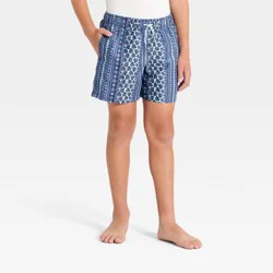 Boys' Geo Striped Swim Trunks with Built in Boxers - art class™ Blues L
