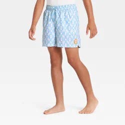 Boys' Circular Geometric Swim Trunks with Built in Boxers - art class™ Cream/Sunset Blue L
