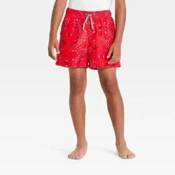 Boys' Paisley Swim Trunks with Built in Boxers - art class™ Red M