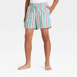 Boys' Retro Pinstripe Swim Trunks with Built in Boxers - art class™ Blue/Red/Cream M