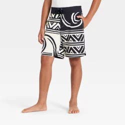 Boys' Wave Colorblock Boardshort - art class™ Black/Chiffon Cream 6