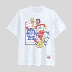 Men's Pabst Blue Ribbon Surfing Short Sleeve Graphic T-Shirt - White M