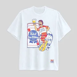Men's Pabst Blue Ribbon Surfing Short Sleeve Graphic T-Shirt - White XXL